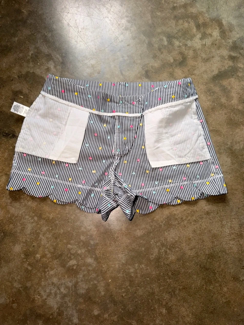 Scalloped Hem Shorts Stripe Multicolor Dot Preppy - Size 4 - Picture 5 of 7